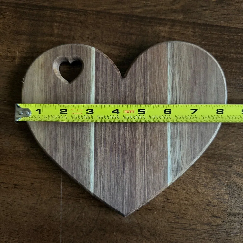 Heart Shaped Wooden Charcuterie Board Set with Cheese Fork and Spreader Knife
